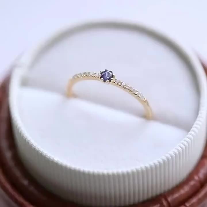 Adjustable Purple CZ Open Ring for Women